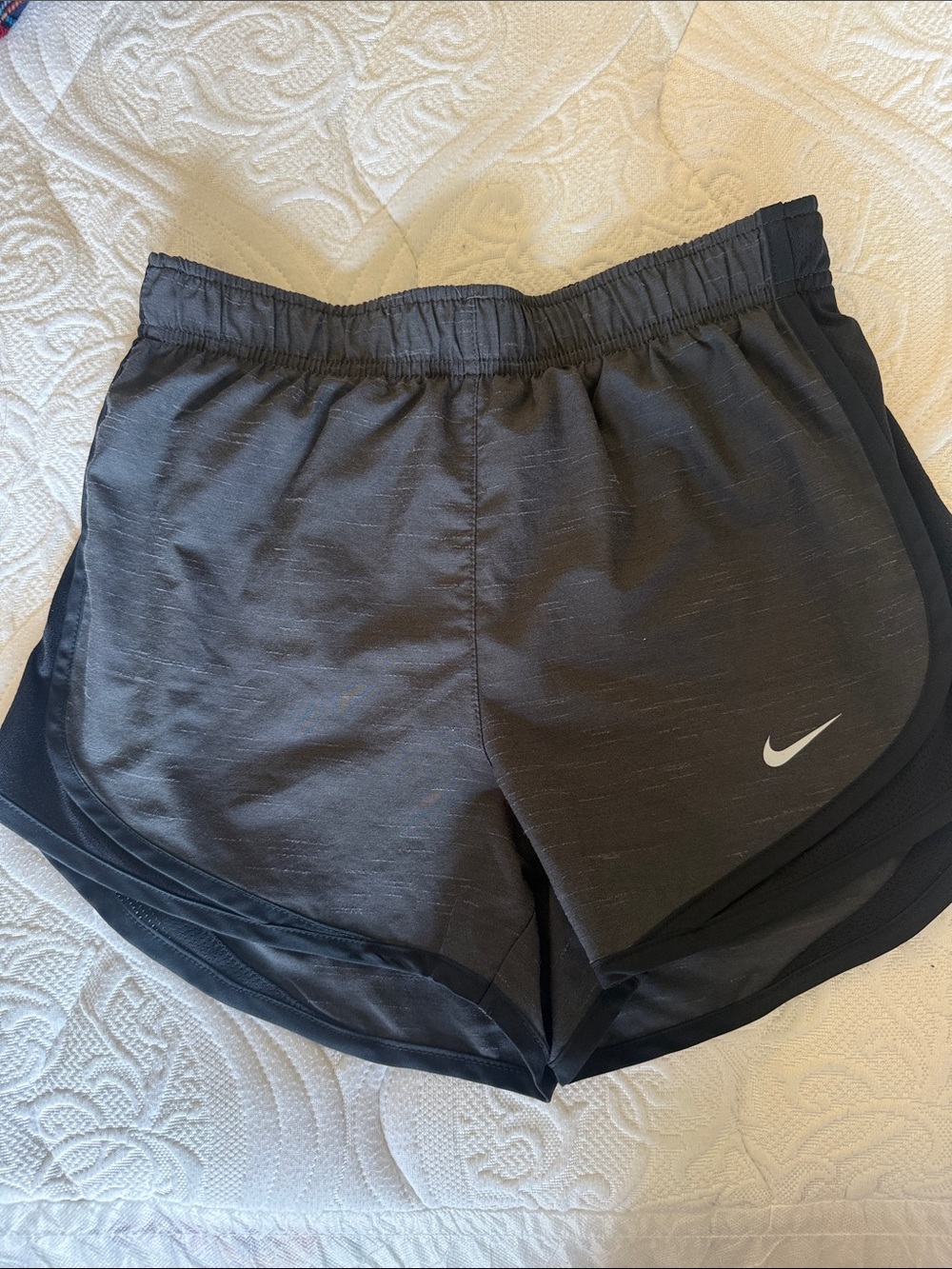 Nike Women’s Black Athletic Running Shorts with Silver Swoosh